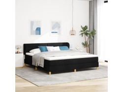 Cama Con Somier Y Colchón Negro 180x200 Cm Tela