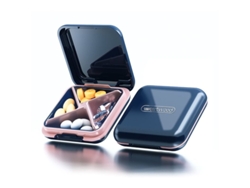 Organizador De Pastillas Pequeño, Portátil E Impermeable, 2025, Azul Oscuro, Para Viajes Diarios.