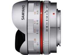 Objetivo SAMYANG 7,5mm F3.5 ojo de ojo de pez Mft (Plata - Encaje: Micro 4/3 - Apertura: f/3.5 - f/22)
