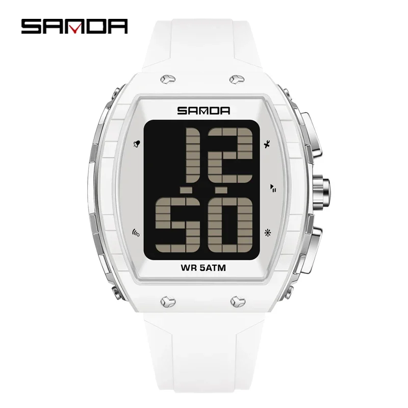 Reloj Digital Elegante Para Hombre (blanco) Con Esfera Grande, Fecha, Día De La Semana, Alarma Y Resistente Al Agua.