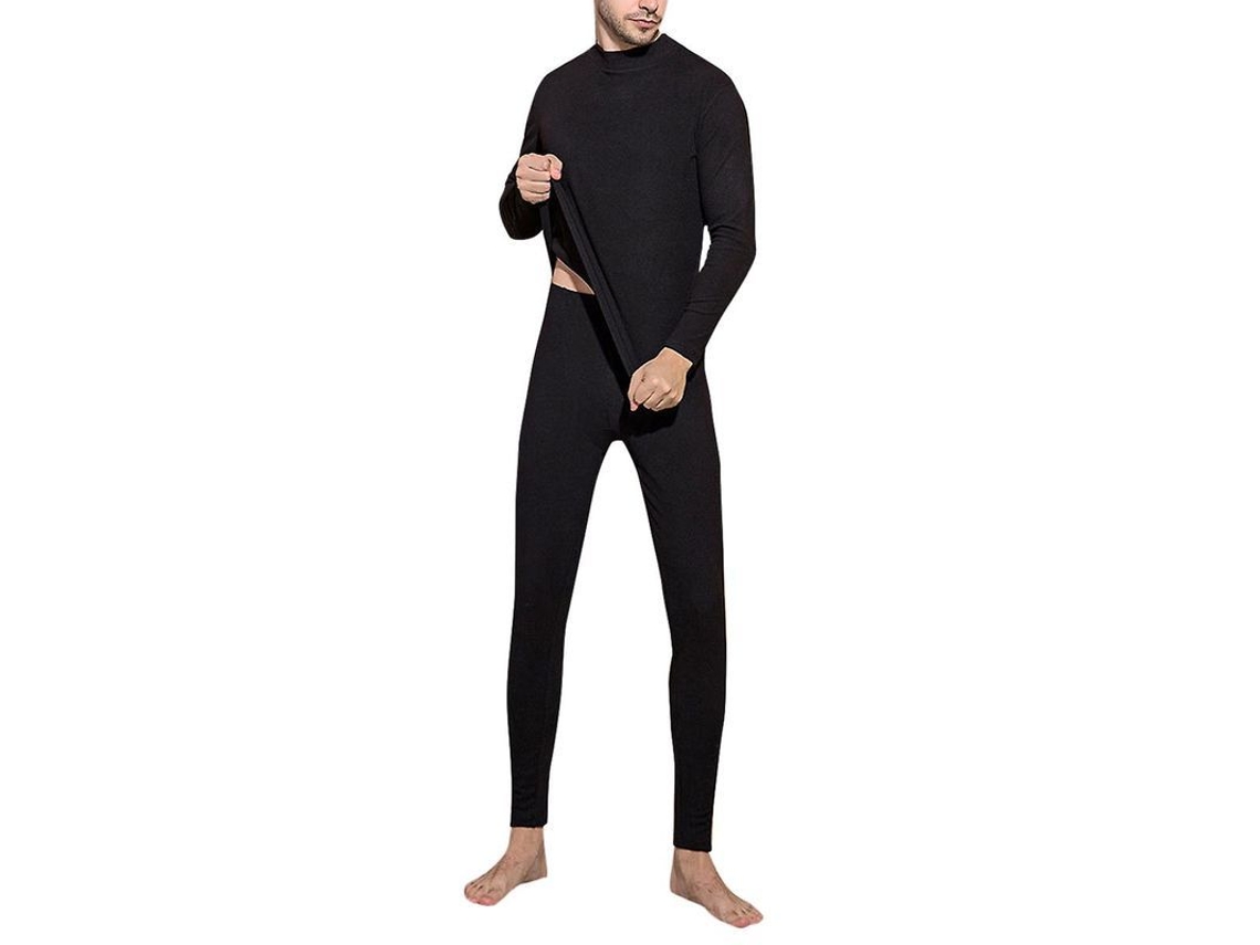 Conjunto de ropa interior térmica para hombre Mystdiy de color liso con cuello medio, modelo 2026.