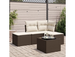 Conjunto de sofás de jardín con cojines de mimbre marrón, Dkd Home Decor