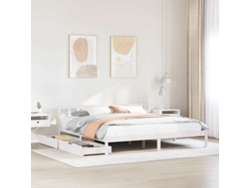 Cama De Matrimonio | Cama Para Adultos | Cama Sin Colchón Madera Maciza De Pino Blanca 180x200 Cm