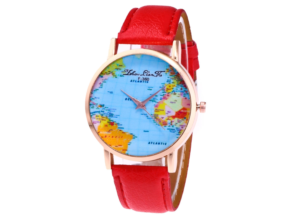 Reloj De Pulsera Unisex De Cuarzo Con Dial Redondo Para Hombre Y Mujer(rojo)