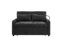 Sofá convertible de 2 plazas Mobrio, ajustable en varios ángulos, de chenilla, con soporte para móvil y puertos USB, color gris