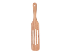 Espátula de cocina de madera de teca con hoja perforada, grande, 35 x 6 cm, sin marca.