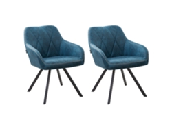 Conjunto de cadeiras com costas acolchoadas BELIANI Monee de Poliéster Azul 48x50x78
