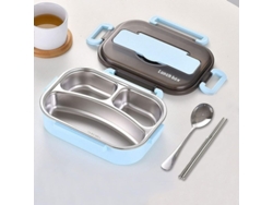 2026da-bandeja De Almuerzo Para Niños Y Adultos Acero Inoxidable 3 Compartimentos Aislante Térmico 1000/1300ml Azul