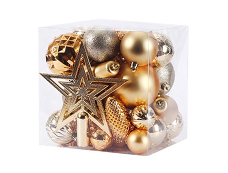 Juego de 45 adornos de bolas de Navidad inastillables, paquete de regalo para decoración de árboles de Navidad, dorado y blanco