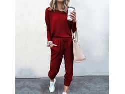 2026-conjunto De Pijama Para Mujer De Dos Piezas Con Bolsillos Y Corte Suelto Ctu M Rojo