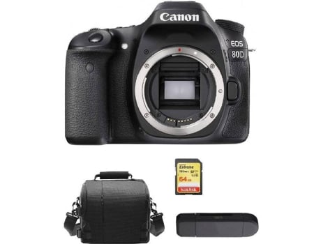 Cámara Reflex CANON EOS 80D + Tarjeta SD 64GB + Bolsa + Lector de Tarjetas SD (APS-C)