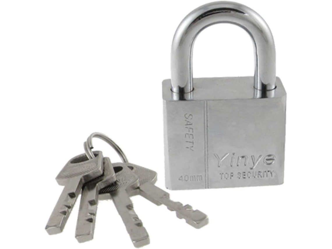 Armario con puerta de metal plateado, cerradura de seguridad de 40 mm + 4 llaves CHABERLU