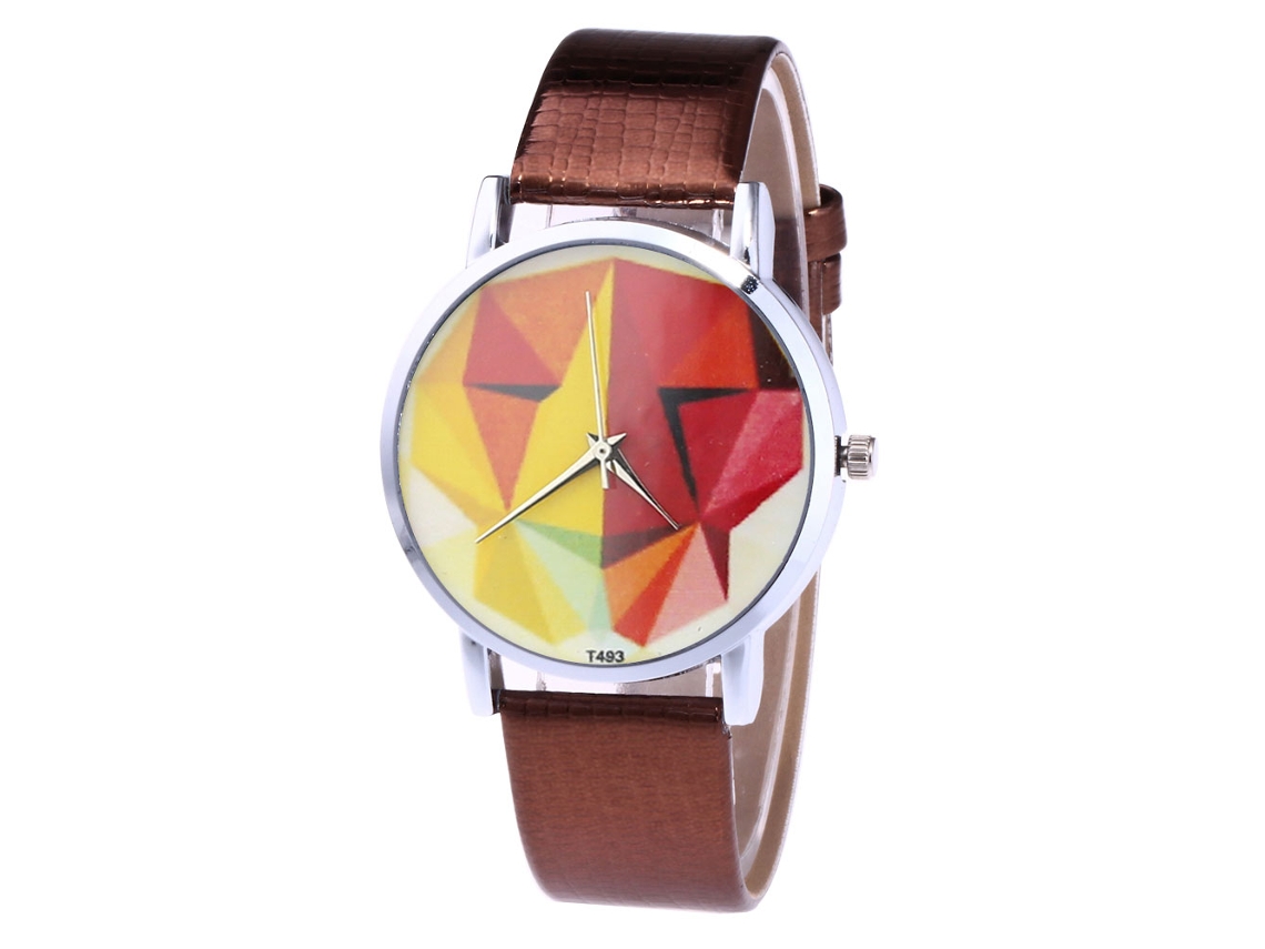 Reloj De Pulsera Analógico De Cuarzo Moderno Color Café Para Parejas, De Aleación, Con Esfera Redonda.