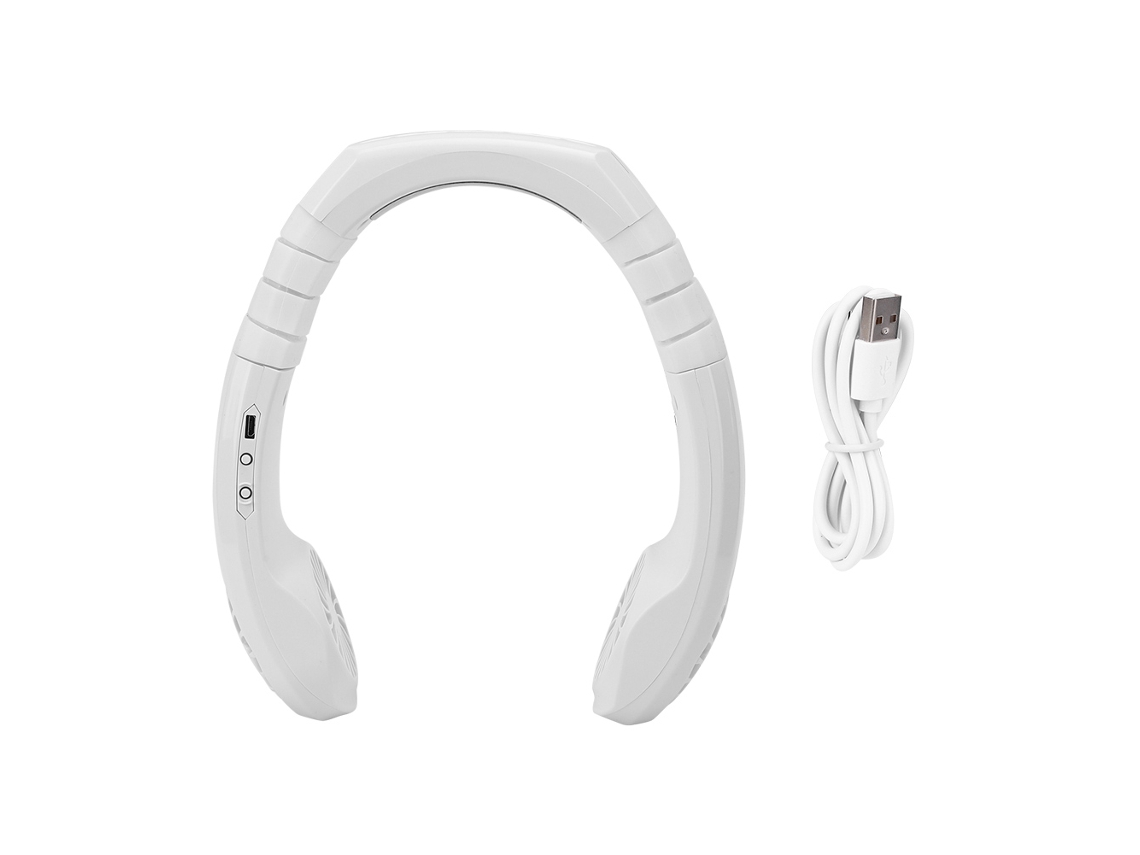 Ventilador de cuello USB portátil, enfriamiento instantáneo, blanco.