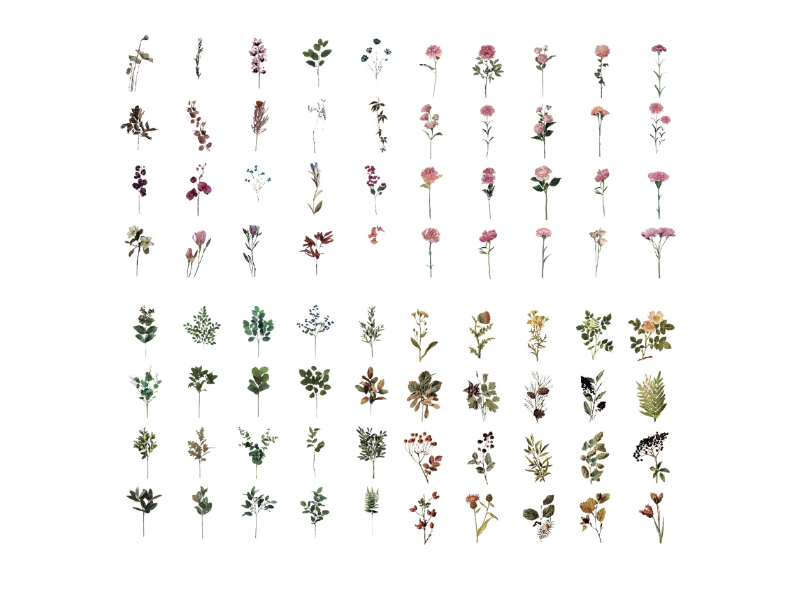160 pegatinas de flores y mariposas para álbumes de recortes, pegatinas de flores y plantas naturales para manualidades y planificación de bricolaje.