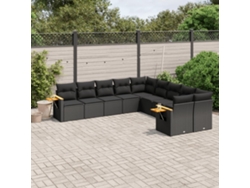 Conjunto de sofás de jardín de 10 piezas DKD Home Decor con cojines de mimbre negros