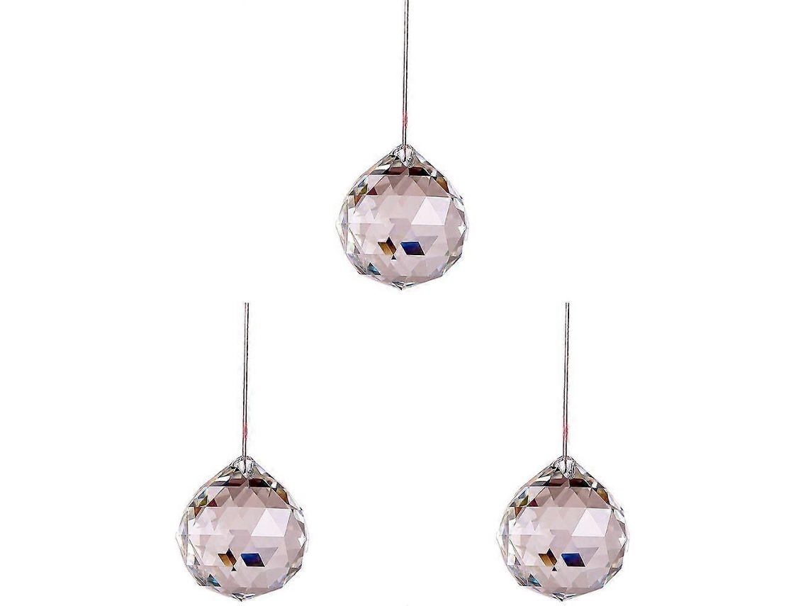 Juego de 3 prismas de cristal para captar la luz solar en ventanas, jardines, lámparas de araña, coches, hogares y bodas - 40 mm