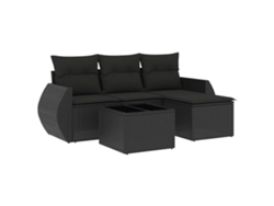 Maison Exclusive - Set De Muebles De Jardín 5 Pzas Y Cojines Ratán Sintético Negro