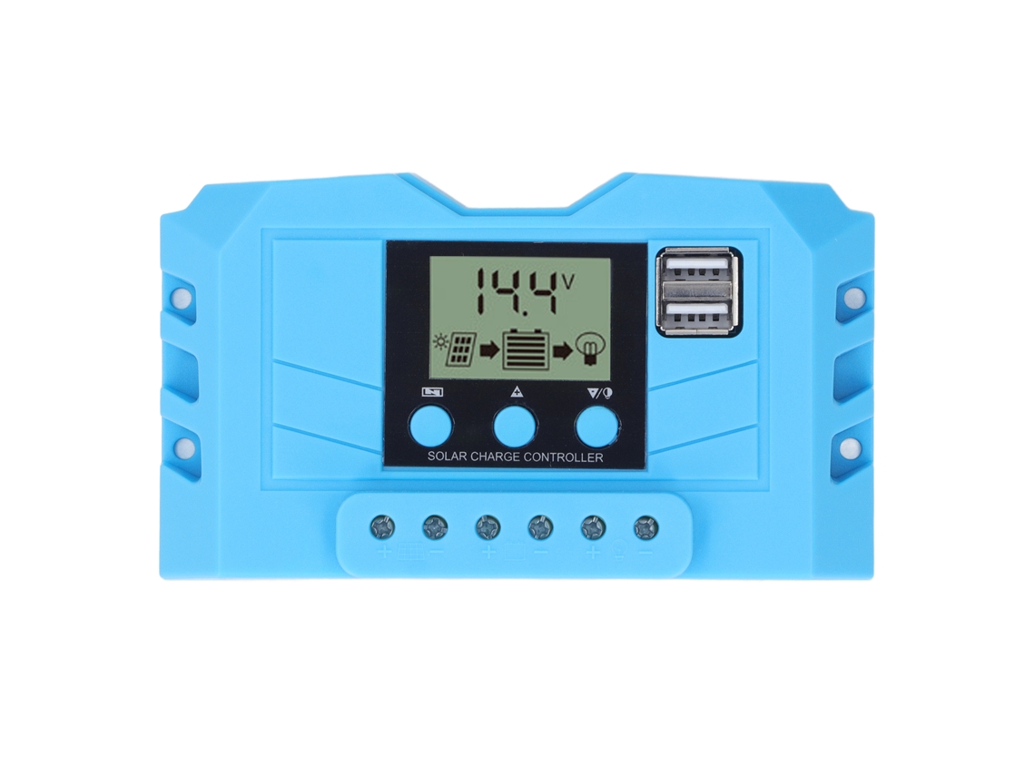 Controlador De Carga Solar Pwm De 12v/24v Y 20a Con Pantalla Lcd Y Dos Puertos Usb.