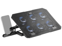 Base Refrigeradora y Stand 16'' LED Mars Gaming MNBC23, 6 Ventiladores, Soporte Smartphone, Negro