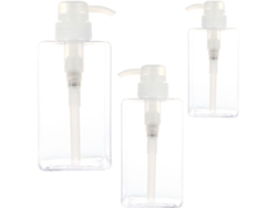 Juego De 3 Frascos Cuadrados Recargables Con Dosificador Para Loción De 250 Ml, 450 Ml Y 650 Ml (plástico).