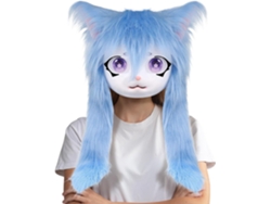 Máscara de gato de cara completa con ojos grandes y pelaje largo, accesorio Vayotoy