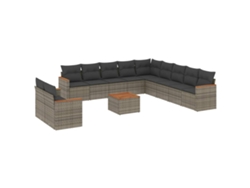 Conjunto de 12 sofás de jardín con cojines de mimbre, patas grises, EXCLUSIVA MAISON
