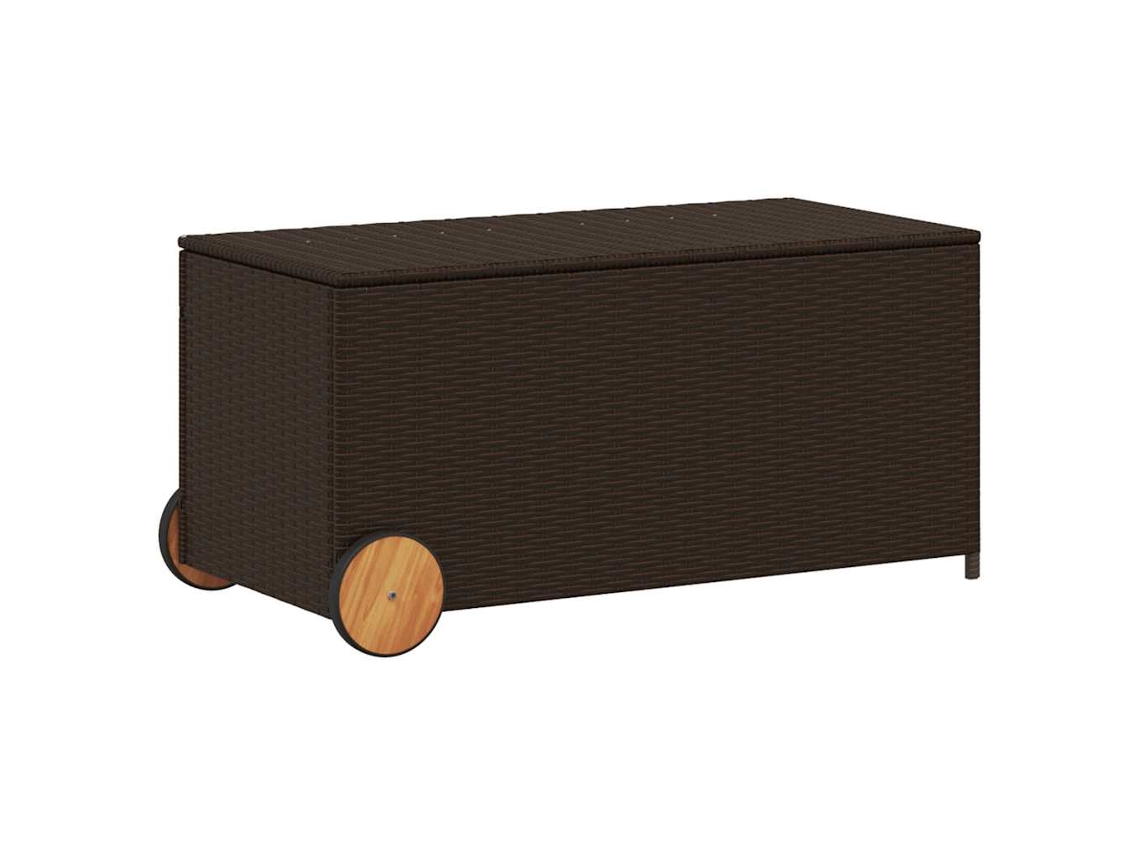Caja de almacenamiento de jardín con ruedas MAISON EXCLUSIVE Patas de mimbre Marrón (190 l)