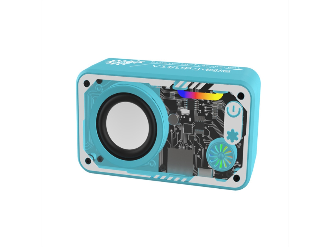 Altavoz Bluetooth MDUG con diseño de oso de dibujos animados, conexión TWS para barra de sonido estéreo con tarjeta TF (azul)