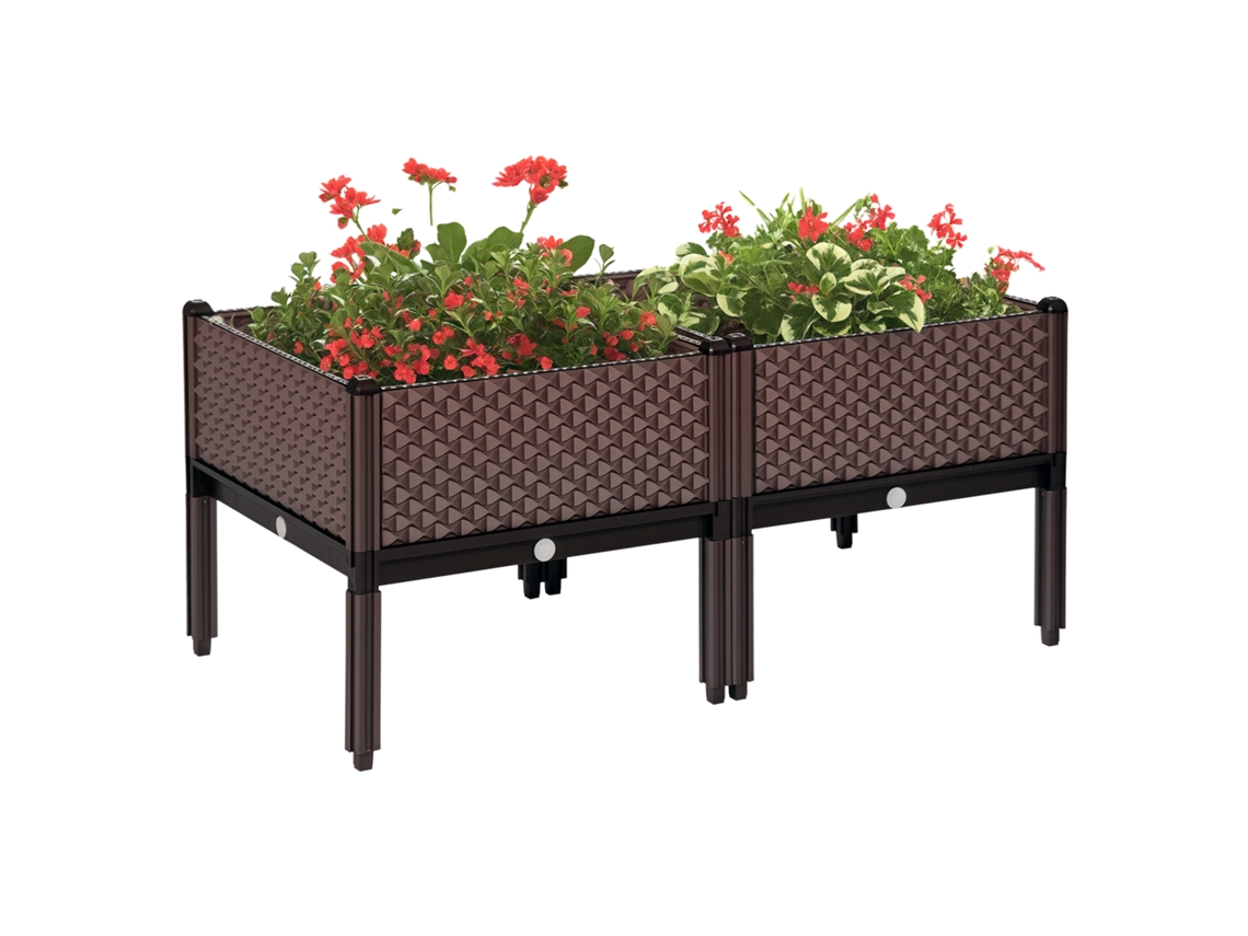 Conjunto 2 Floreiras Quadradas Elevadas 50x50x46,5cm Marrom