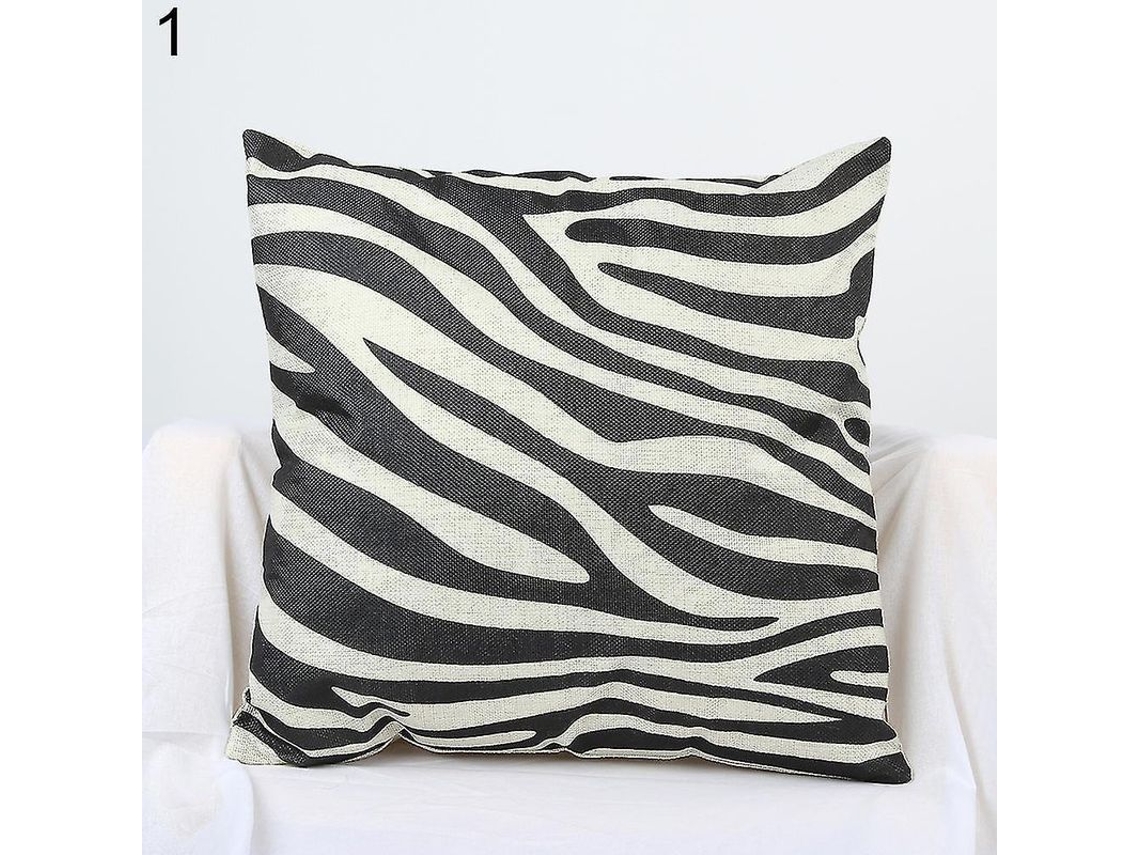 2026-funda De Almohada Cuadrada De Lino Con Estampado De Cebra Para Sofá Decoración Hogar 44x44cm
