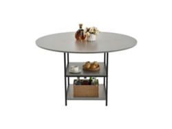 Mesa de comedor redonda gris de 120 cm en MDF con estructura de metal Tekmaquinas