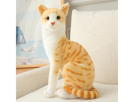 Gato de Almohada de Simulación, Muñeca Realista de Peluche, Mascota Animal Para 45Cm Naranja