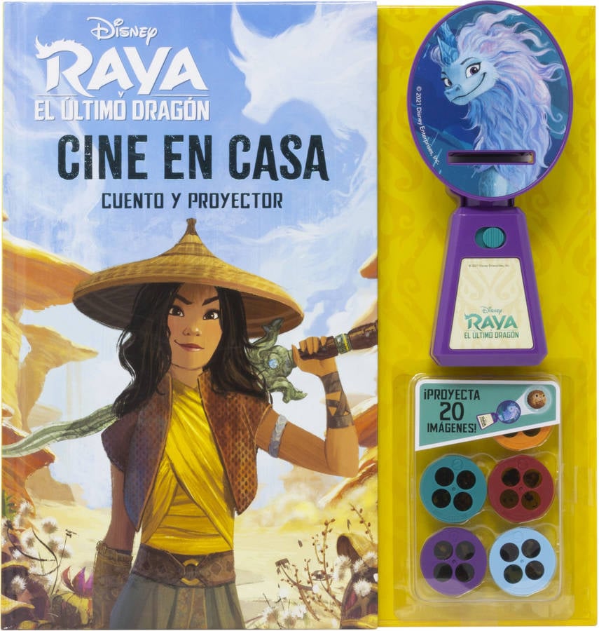 Raya Y El cine en casa tapa dura cuento proyector vv. aa. infantil. editorial disney. libro de español