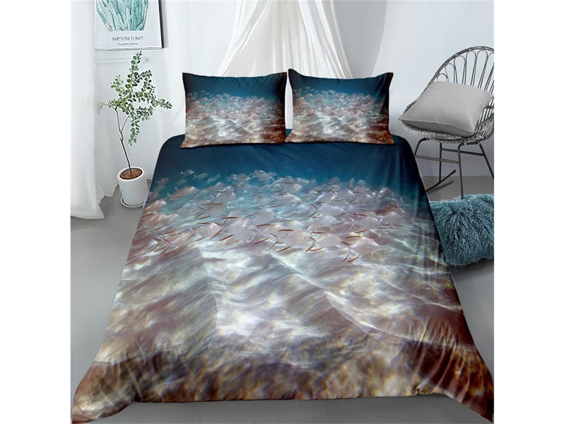 Juego Ropa Cama Estampado Funda Nórdica Almohada Juego Color Diseño 220x240 Cm