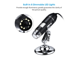 Microscopio Digital Usb Con Aumento De 1000x, 8 Led Y Soporte. Compatible Con Android, Windows, Mac Y Linux.
