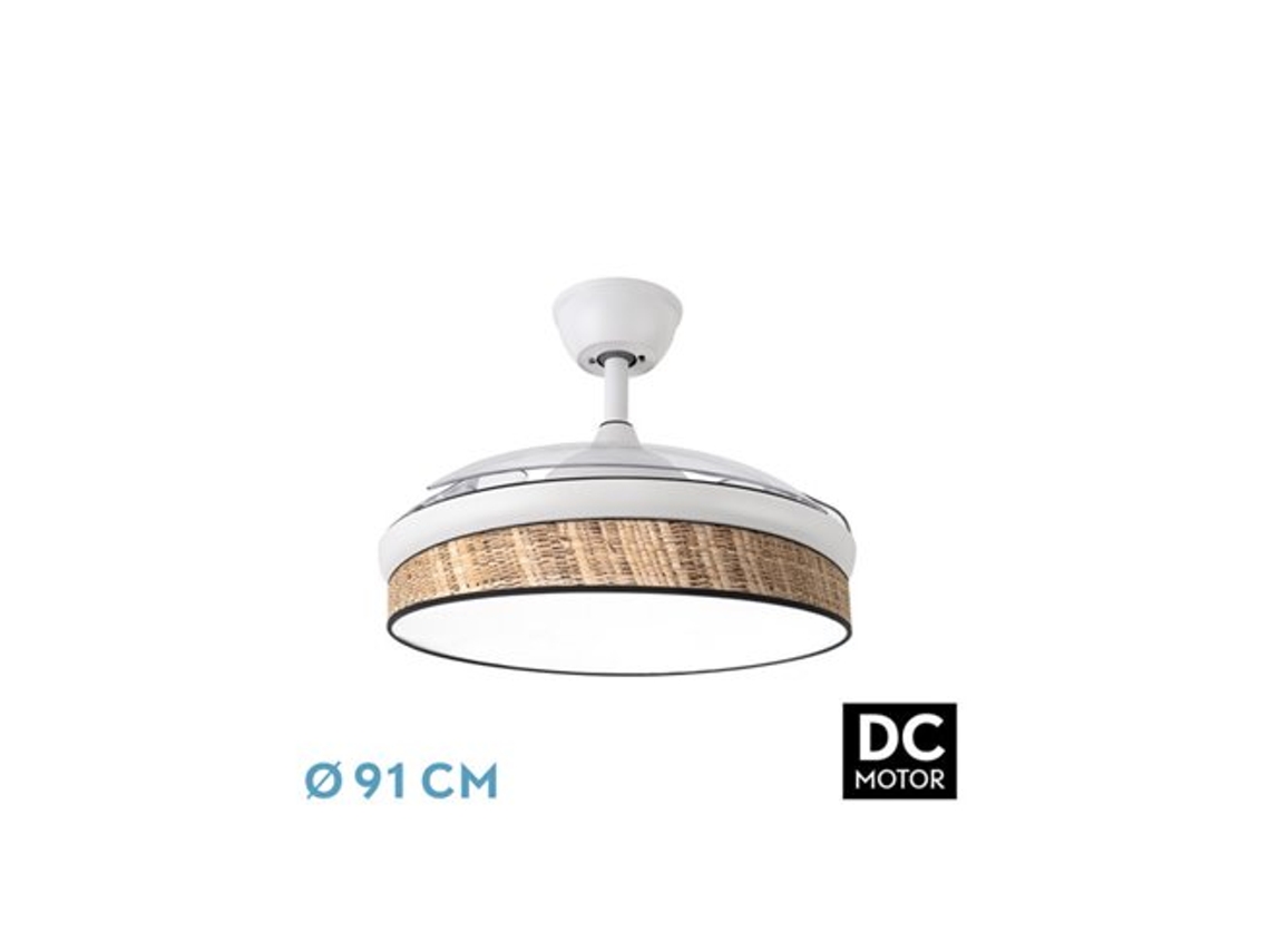 Ventilador DC Moda 72W Blanco/Cañizo Oscuro 3 Aspas FABRILAMP