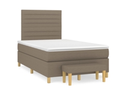 Maison Exclusive - Cama Box Spring Con Colchón Tela Gris Taupe 120x200 Cm