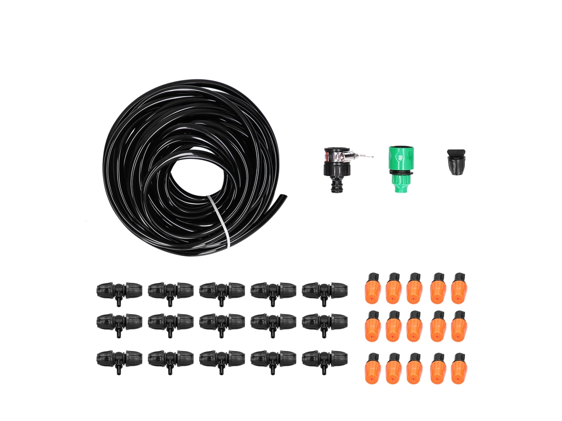 Sistema De Riego Automático Con Boquillas Atomizadoras Y Manguera 8/11 Para Jardín, Huerto Y Patio.