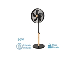 Ventilador de Pie Falcon Negro/Haya 50W Oscilante FABRILAMP
