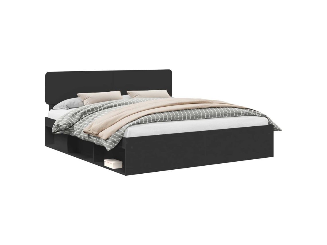 Maison Exclusive - Estructura De Cama Negro 200 X 200 Cm Madera De Pino Macizo