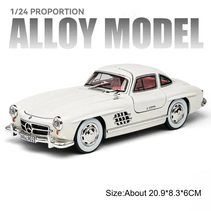 (300sl Blanco) 1:24 - 300sl - Modelo De Coche De Juguete, Con Puertas Que Se Abren, Luces, Efectos De Sonido Y Función De Amortiguación