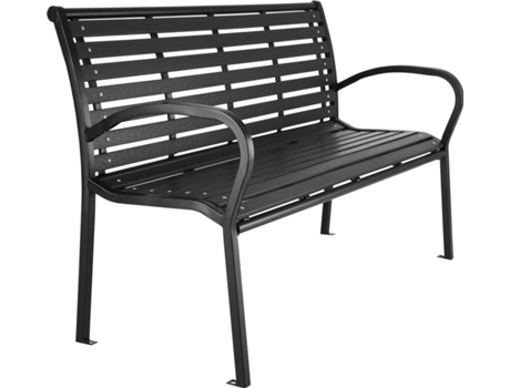 Banco de Jardín TECTAKE Pino (Negro - Acero - 126x62x81.5 cm)