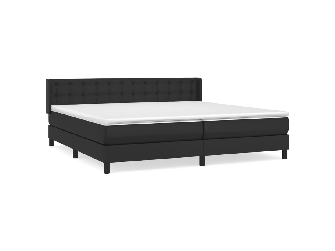 Maison Exclusive - Cama Box Spring Con Colchón Cuero Sintético Negro 200x200 Cm