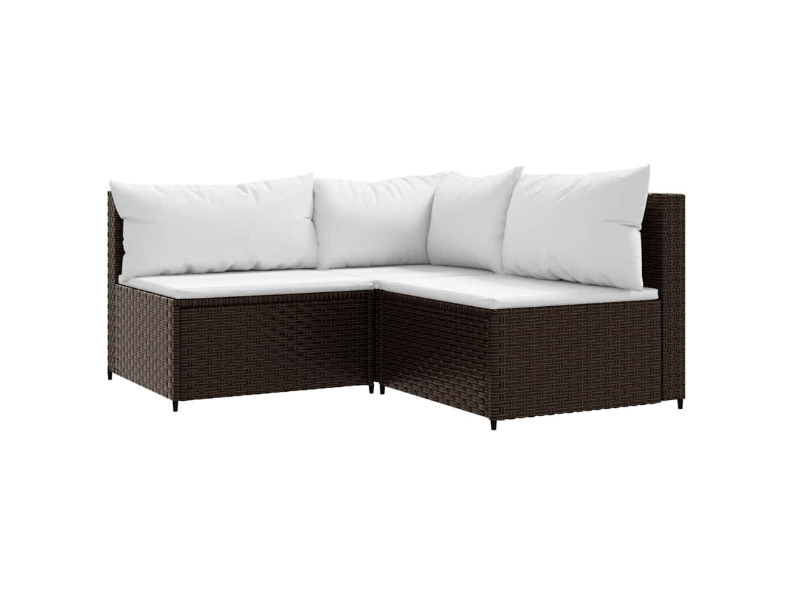 Maison Exclusive - Set Muebles De Jardín 3 Piezas Y Cojines Ratán Sintético Marrón