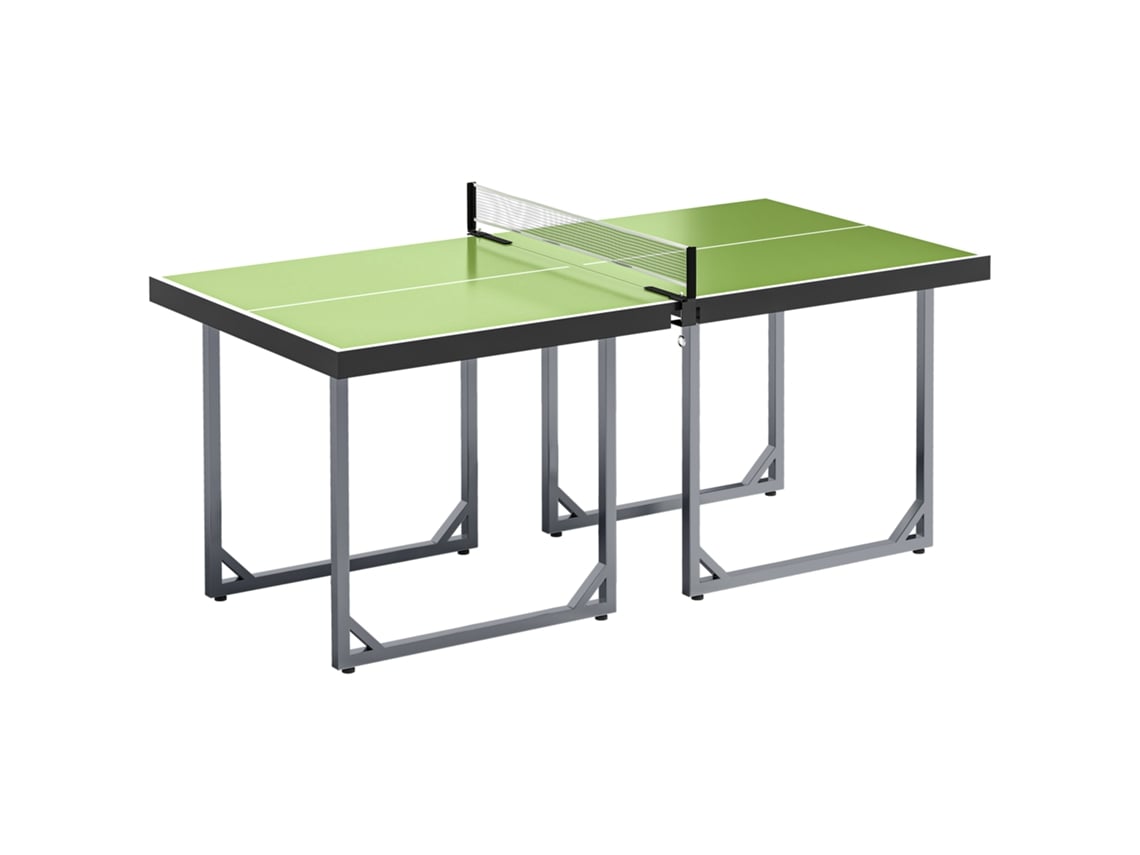 Mesa De Tênis Dobrável Estrutura Aço E Rede, Fácil Transporte Para Interior E Exterior, 182x91x76cm Verde