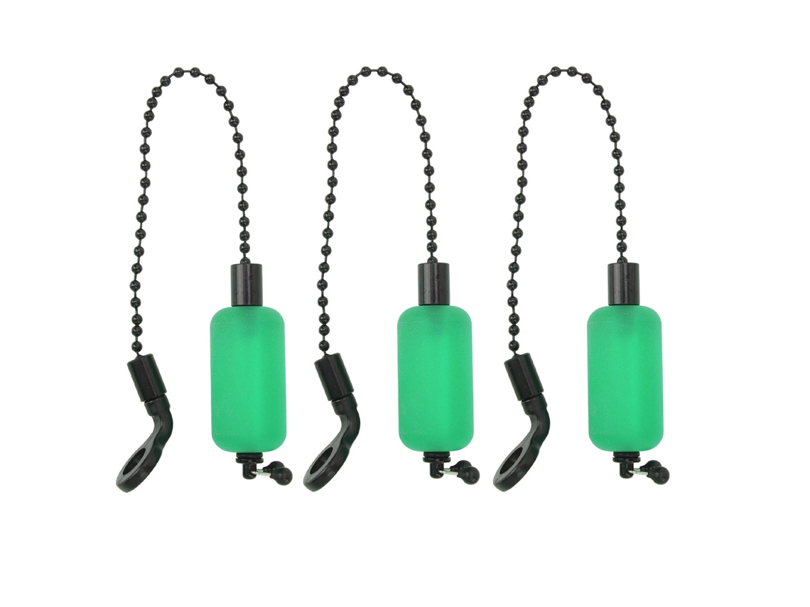 Anub 3 piezas Cadena de advertencia para pesca Herramientas de hierro acrílico Carrete portátil Indicador de picada de advertencia para uso en exteriores Verde