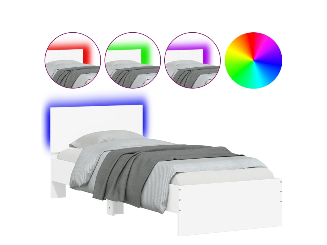 Maison Exclusive - Estructura De Cama Con Cabecero Y Luces Led Blanco 90x190 Cm