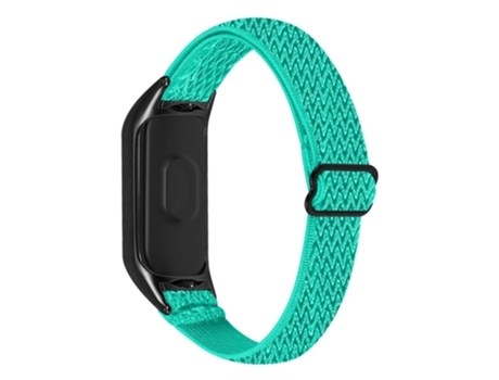 Correa de nailon elásticos trenzados elásticos ajustables con lazo con marco negro para Xiaomi Mi Band 5/6 - verde menta