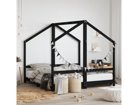 Estructura de cama para niños madera de pino negro 80x160 cm MAISON EXCLUSIVE